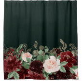 rustieke bloei | Terracotta en Marsala Red Garland Douchegordijn (Voorkant)