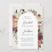 Rustieke bloei waterverf bloemboog bruiloft kaart (Voorkant)