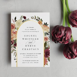 Rustieke bloei waterverf bloemboog trouwfeest folie uitnodiging