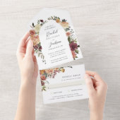 Rustieke bloei waterverf bloemen bruiloft all in one uitnodiging (Afscheurbaar)