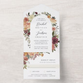 Rustieke bloei waterverf bloemen bruiloft all in one uitnodiging (Binnen)