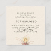 Rustieke Bloeiende Barrel Cactus Cream Gardener Vierkante Visitekaartje (Achterkant)