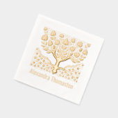 Rustieke Bloeiende Boom met Hartwortels Naam Folie Servetten (Links)