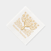Rustieke Bloeiende Boom met Hartwortels Naam Folie Servetten (Rechts)