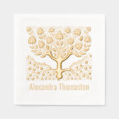 Rustieke Bloeiende Boom met Hartwortels Naam Folie Servetten (Voorkant)