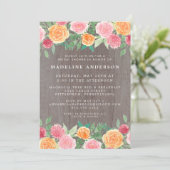 Rustieke Bloem Aquarel Houten Bruidsdouche Foto Kaart (Staand voorkant)