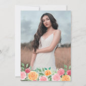 Rustieke Bloem Aquarel Houten Bruidsdouche Foto Kaart (Achterkant)