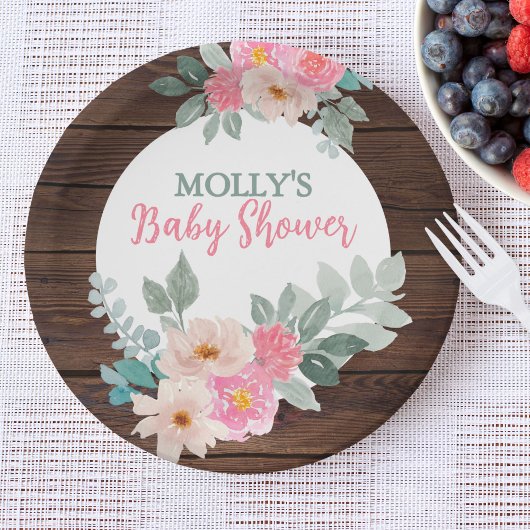 Rustieke bloem baby shower rond bord