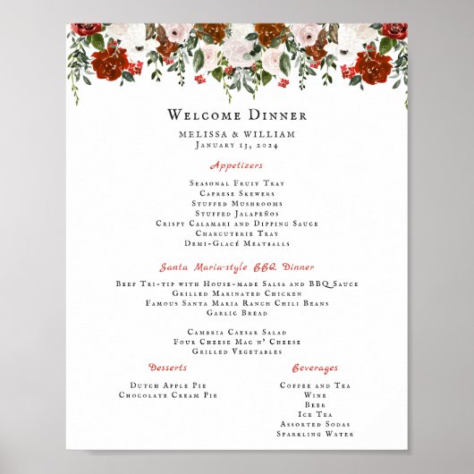 Rustieke Bloem | Boho Botanische Trouwmenu Poster (Voorkant)