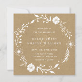 Rustieke bloem botanische krans nepkraakpapier bru kaart (Voorkant)