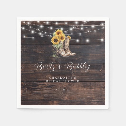 Rustieke Bloem Bruidsfeest Papieren Servet (Voorkant)