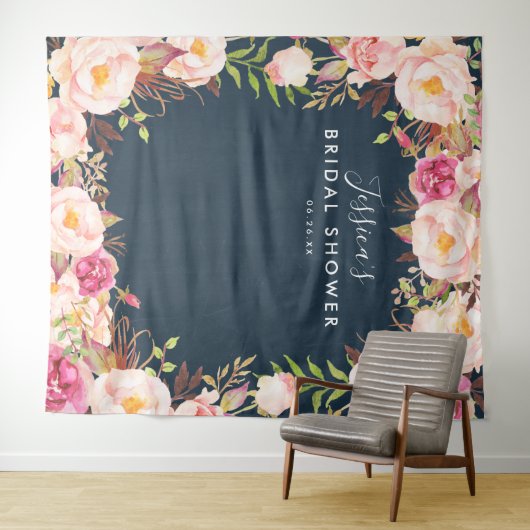 Rustieke bloem bruidsshower achtergrond wandkleed (In Situ (horizontaal))
