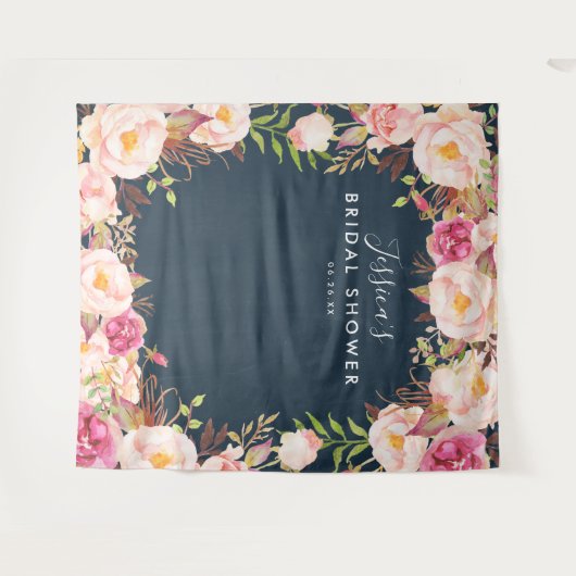 Rustieke bloem bruidsshower achtergrond wandkleed (Voorkant (horizontaal))