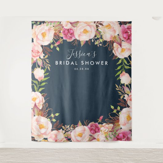 Rustieke bloem bruidsshower achtergrond wandkleed (Voorkant)