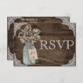 Rustieke bloem bruiloft landelijke schuur RSVP (Voorkant / Achterkant)