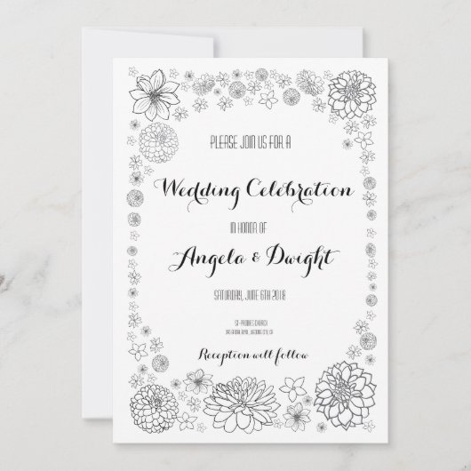 Rustieke bloem bruiloft uitnodiging (Voorkant)