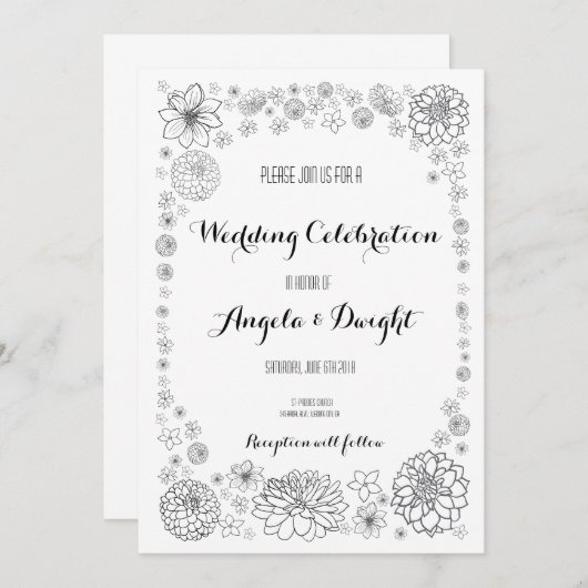 Rustieke bloem bruiloft uitnodiging (Voorkant / Achterkant)