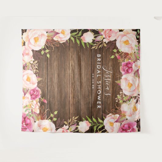 Rustieke bloem bruiloftsshower achtergrond wandkleed (Voorkant (horizontaal))