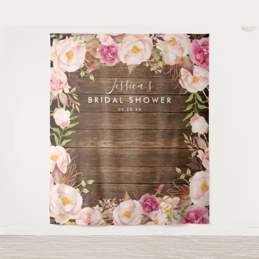 Rustieke bloem bruiloftsshower achtergrond wandkleed (Voorkant)