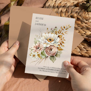 Rustieke bloem bruine neutrale elegante eenvoudige kaart