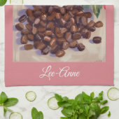 Rustieke bloem Coffee beans in Watercolor Theedoek (Gevouwen)
