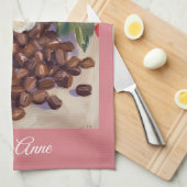 Rustieke bloem Coffee beans in Watercolor Theedoek (Quarter Fold)