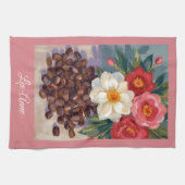 Rustieke bloem Coffee beans in Watercolor Theedoek (Horizontaal)