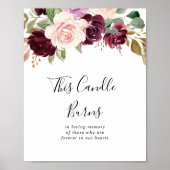 Rustieke bloem- en botanische kaars brandt bord poster (Voorkant)