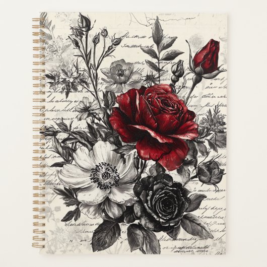 Rustieke bloem en kalligrafie - Aged Brown Paper 3 Planner (Voorkant)