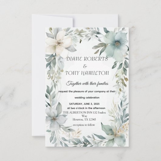 Rustieke bloem- en minimalistische Save the Date k (Voorkant)