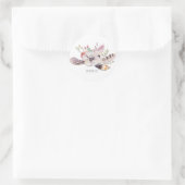 Rustieke bloem- en veren Boho-chique aangepaste gu Ronde Sticker (Tas)