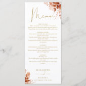 Rustieke bloem herfst goud bruiloft diner menu (Voorkant)
