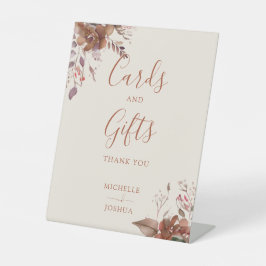 Rustieke bloem herfst herfst kaarten en cadeaus reclamebord met voetstuk