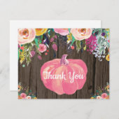 Rustieke bloem herfst pompoen bedankkaart (Voorkant / Achterkant)