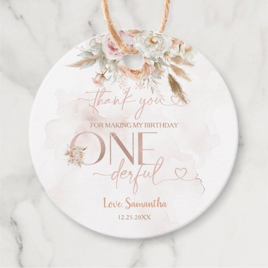 Rustieke bloem is niet haar prachtige verjaardag bedankjes labels (Voorkant)