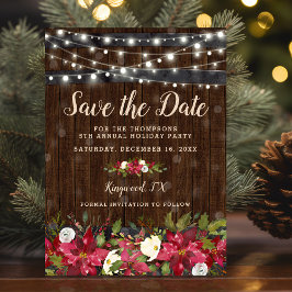 Rustieke Bloem Kerstfeest Save the Date Aankondigingskaart