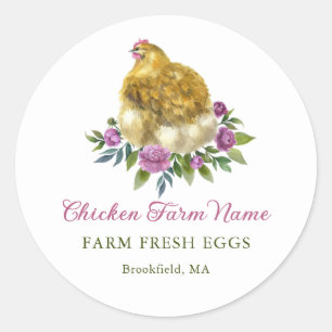 Rustieke Bloem Kip Eierdoos Custom Ronde Sticker