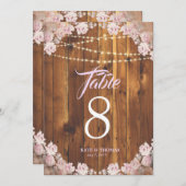 Rustieke bloem lichtsnoeren houten tafelnummer (Voorkant / Achterkant)