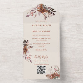 Rustieke bloem QR-code herfst bruiloft All In One Uitnodiging