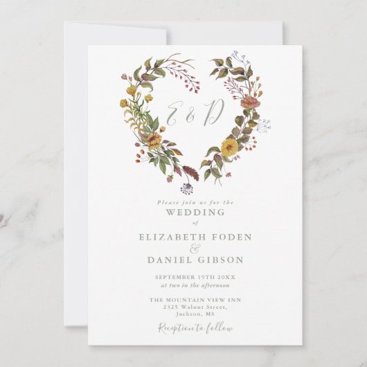 Rustieke bloem QR-code Moderne saliegroene bruilof Kaart (Voorkant)