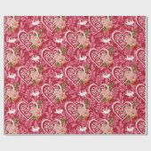 Rustieke bloem Red Hearts baby engel Cadeaupapier (Vlak)