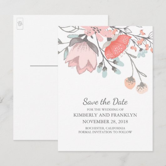  rustieke bloem Save the Date Aankondigingskaart (Voorkant / Achterkant)