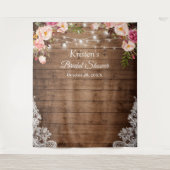 Rustieke bloem slingerlampjes bruidsshower achterg wandkleed (Voorkant)