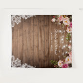 Rustieke bloem slingerlichten houten bruiloft acht wandkleed (Voorkant (horizontaal))