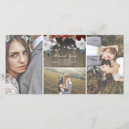 Rustieke bloem slingerlichten houten bruiloft beda bedankkaart