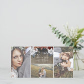 Rustieke bloem slingerlichten houten bruiloft beda bedankkaart (Staand voorkant)