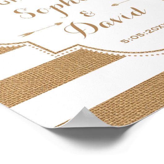 Rustieke bloem stroken bruiloft WELKOM BORD Poster (Hoek)