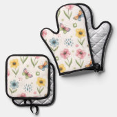 Rustieke Bloem Symfonie Ovenwant & Pannenlap Set (Voorkant / Achterkant)