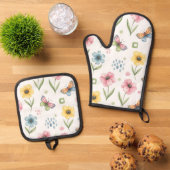 Rustieke Bloem Symfonie Ovenwant & Pannenlap Set (Top down)