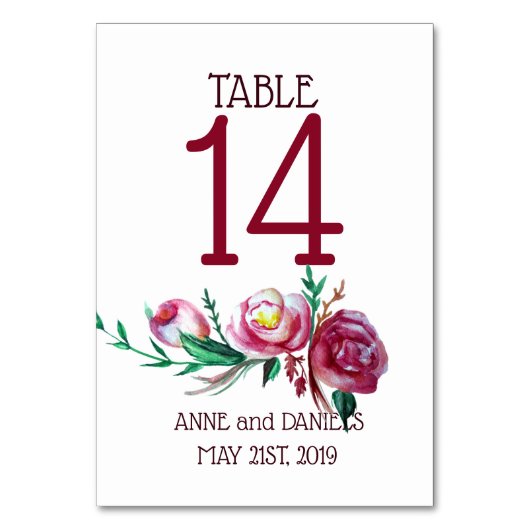 Rustieke Bloem Tafel Aantal Kaarten (Voorkant)